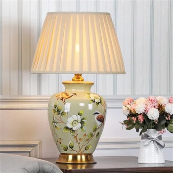 TEMAR Keramická stolná Lampa Stolná Svetlo Luxusné Moderné LED Vzor Dizajn Pre Domov Spálňa Obývacia Izba