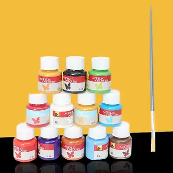 Akrylová Farba Nastaviť 12 Farieb Umelecké potreby pre Remeselníkov netoxické Žiarivé Farby
