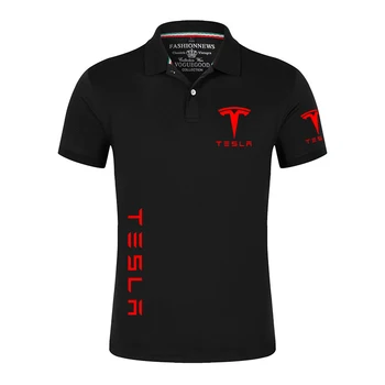 Tesla Vytlačené Polo Tričko 2023 Nové pánske Letné Stritching pánske Šortky Rukáv Polo Priedušná Business Oblečenie Tee Tričko Pološte