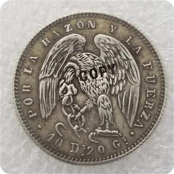 1843 Tak IJ Čile 2 Reálny (veľké typ) Kópiu Mince