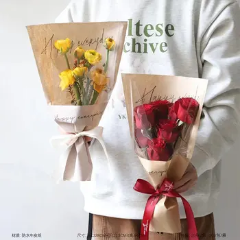 20pcs Šťastný Každý Deň Kvet Tašky Kvety Kytice Baliace Papiere Kraft Papier Ručné Ruže Kvet Tašky